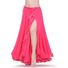 여성 밸리 댄스 의상 옷 살사 슬릿 스커트가있는 레이어 드레스 전문 스커트 색, 장미, 한 사이즈
