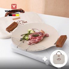 바겐슈타이거 그리들 IH 인덕션 세라믹 그리들팬 36cm 아이보리 원형 캠핑 고기불판 코팅그릴 솥뚜껑 삼겹살 구이팬 덮개 세트