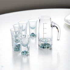에메랄드 고급 크리스탈 유리 별빛 청하잔 화요잔 세트, 에메랄드 분주기 1P + 고량주잔 6P, 1개