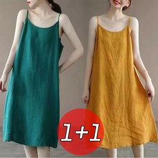 Must Have Item 끈나시원피스 인기 상품 TOP 6 6 YLEMI 1+1 여성 면 린넨 빅사이즈 끈나시 민소매 원피스