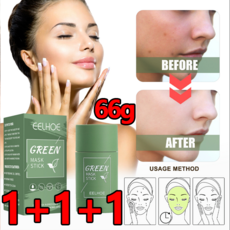 JUELREOU 1+1+1딥클렌징 수분 그린티 마스크66g 스틱 모공 크렌징 마스크 딥 클 보습 마스크 오일 컨트롤
