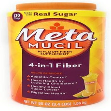 Metamucil Fiber 차전자피 섬유 보충제 파우더 진짜 설탕 함유 오렌지