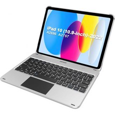 트랙패드가 포함된 키보드 케이스 폴리오 풀 프로텍션 케이스가 아르텍 블루투스 및 130도 회전이 가능한 애플용 10.9인치 아이패드 10세대 2022 터치 패드