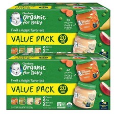 Gerber 1st Baby Food Fruit Veggie 거버 1단계 베이비 푸드 과일 채소 밸류팩, 20개, 113g