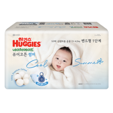 하기스 2024 네이처메이드 퓨어코튼 썸머 밴드형 기저귀 남여공용 신생아용(3~4.5kg)