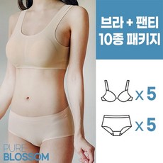 스벅 쿠폰 증정 [퓨어블라썸][10종세트] 세컨 스킨 라이크 메쉬 브라5+팬티5 세트/빅사이즈