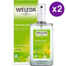 Weleda 24H Citrus Deodorant Deo Spray 벨레다 시트러스 데오도란트 데오 스프레이 100ml 2팩, 2개