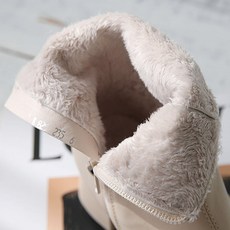 겨울 따뜻한 가죽 스웨이드 털 기모 스판 5cm 미들굽 앵클 퍼 부츠 힐