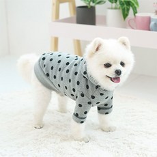 쇼핑아일랜드반려동물 도트 후드 티셔츠 그레이 펫 티셔츠 데일리 애견겨울옷 강아지신상티셔츠 애견패션 강아지옷 애견티셔츠+tyvld, 옵션구성*XL
