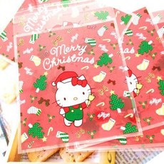 100 pcs 크리스마스 키티 고양이 자기 접착 인감 셀로판 쿠키 가방 빵집 선물 사탕 비스킷 초콜릿 포장