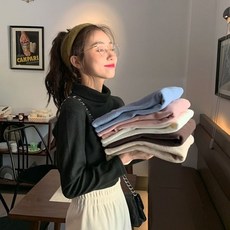 터틀넥 겨울 가을 여성니트 여자 브이넥 크롭 루즈핏 울 터틀넥 플로티
