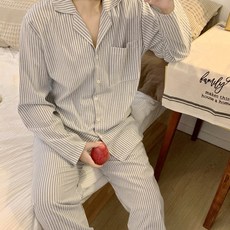 퍼스널컬러 봄/여름/가을/겨울 댄디 스트라이프 커플 잠옷