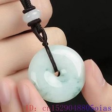 녹색 리얼 옥 도넛 펜던트 목걸이 부적 매력 천연 주얼리 탈리스만 선물 액세서리 초커 패션 버마 옥