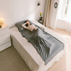 2인용침낭 Oohnoo휴대용 여행 오염방지 침낭 매직 출장침대 간편한휴대 순면 더블 호텔, T02-다크그레이, C01-더블(160*220)
