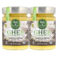 4th & Heart Ghee Clarified Butter Grass-Fed Vanilla Bean 포스앤하트 정제 기버터 바닐라 빈, 255g, 2개