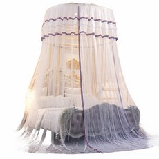 DFMEI 여름 돔형 천장 모기장 암호화 키높이 착지 공주 궁중 원형 베드 커튼 설치 불가, 드림투어-화이트, 1.8 침대