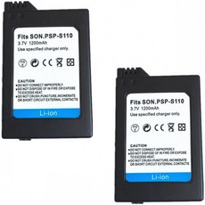 2 PCs 1200 mAh PSP-S110 배터리 PSP S110 배터리: 소니 플레이 스테이션 PSP2000 PSP2001 PSP2003 PSP20, 단일상품