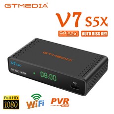 GTMEDIA 위성 TV 리시버 DVB S S2 S2X H .265 8 비트 MGcamd CS IKS 비스 키 1080P USB 와이파이 EU 플러그 PK V7 HD, V7 S5X WiFi, 1개