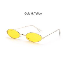 패션 디자인 빈티지 선글라스 레트로 작은 프레임 타원형 액세서리 남성 여성 안경, 03 Gold Yellow, 1개