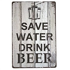 Save Water Drink Beer TIN Sign Bar Metal Pub Wall Decor Shop (M0059) (M0059), M0059
