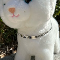 써지컬 스틸 강아지 고양이 슬림바 목걸이 볼드 커브체인 인식표 이름표 네임택 반려동물 애완견, 4mm, 하트슬림바, 폰트2번