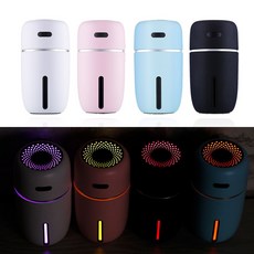 INBES 차량용 안개분사 USB 미니 가습기 LED 무드등 사무실 거실용 자동차, 차량용 LED무드등 공기청정 가습기-핑크