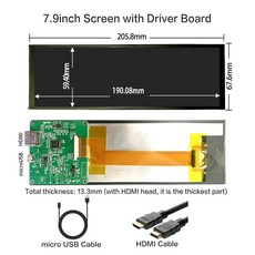 7.9인치 모니터 포터블 서브 휴대용 IPS 알리 400x1280 lcd 디스플레이 aida64 HDMI 터치스크린 CPU 스트립, 01 R79