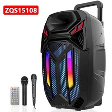 피크 파워 3000W 초대형 야외 블루투스 스피커 15 인치 혼 서브우퍼 휴대용 무선 칼럼 베이스 사운드 박스 마이크 포함, 1)ZQS15108
