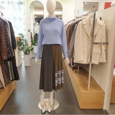 올리브데올리브 NC 올리브데올리브 플리츠 스트라이프 배색 니트 롱 스커트 OK0WS830-1_NC