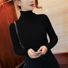 끌리시아 여성 비스코스 심플리스트 폴라 기본 골지 니트티 T13