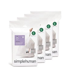 Simplehuman 맞춤형 핏 쓰레기통 라이너 C 10리터 / 2.6갤런 2293925, 코드 C