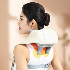 씽크라이프 목 어깨 마사지기 6D 웨어러블 안마기 온열 승모근 주무르기 지압기 경추 건강 기계 무선 전동, 회색
