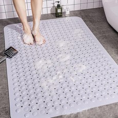 발 미끄럼 방지 욕실 논슬립 화장실 발판 PVC 대형 목욕 안전 흡입 컵 샤워 가정용 부드러운 마사지 러그 욕조 발 패드, 58x88cm, Moon grey