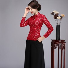 연주회드레스 연회복 중년 치파오스커트 숏스타일 기모 상의 겨울옷 장모 결혼복 미시룩 당대전통의상 경사시어머니
