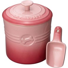 Le Creuset 르크루제 강아지 고양이 사료 보관 푸드 컨테이너 스쿱 포함, 1개, 2350ml, 자연 핑크