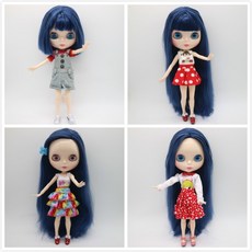 DIY 0730에 적합한 누드 블라이스 인형 이음새 파란색 헤어 공장, 04 4, 04 Only Scalp hair RBL