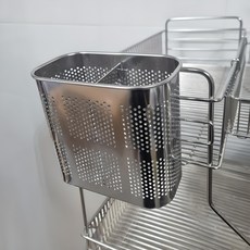 Evelyong不鏽鋼密實掛勾型2格方形餐具筒, 單色, 1個
