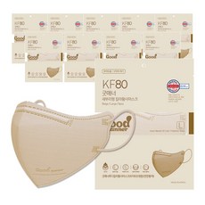 굿매너 KF80 새부리형 컬러 마스크 대형 성인용, 5매입, 10개, 연한황색
