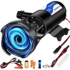 보트용 호스가 포함된 RV 맥세레이터 폐수 펌프 12V 15PSI 12GPM 휴대용 하수 초퍼 키트 톨리엣 요트 주방 마린의 투기를 위한 셀프 프라이밍 블랙, 1개