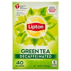 립톤 디카페인 내츄럴 그린 티 티백 Lipton Decaffeinated Green Tea, 1박스, 40개입, 1.4g, 40개
