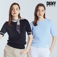 [DKNY GOLF] 쿨 니트 카라 반팔 티셔츠 여성 1+1 (스카프증정) 세트