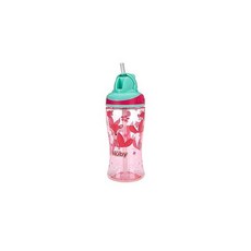 Nuby Thirsty Kids No-Spill Flip-it Printed Boost Cup with Thin Soft Straw - 12oz 18+ Months 1 pac, one option, one option, 1개