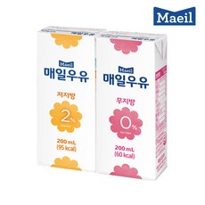 매일유업 저지방 2% 멸균 우유 200ml 24팩 + 무지방 0% 멸균 우유 200ml 24팩, 24개