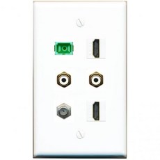 벽면 콘센트 오디오 비디오 RiteAV 동축 2 HDMI RCA 화이트 SC APC 심플렉스 섬유 평판 고체 벽판 블랙, White