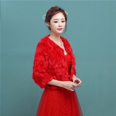 판타지컴퍼니 겨울 가을 타입 신부 폭스 라이크 치파오 모피 케이프재킷 두꺼운 레드