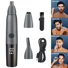 남녀공용 코 헤어 트리머 무통 눈썹 얼굴 코 헤어 트리머 IPX7 방수 USB 충전식 손쉬운 청소, 1)Black