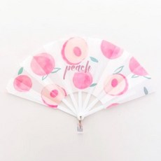 호른 작은부채 부채 가정용 휴대용 쥘부채 접이식 여성둥근 플라스틱, T08-핑크복숭아 복숭아-풀 복숭아