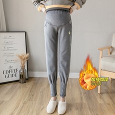 임부 겨울폼 두터운 융털 핏아우터 조거 양면 플리스 임신기간 긴바지
