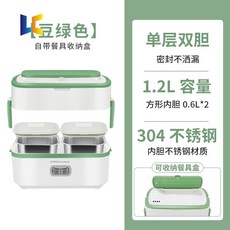 텐트밖은유럽 밥솥 캠핑용 전기 1인용 캠핑 미니 1인 밥통 차량용 식사 가열 상자 휴대용, 그린 홑겹(리뉴얼 1.2L+2인덕션) 뷰티풀 식기 트리