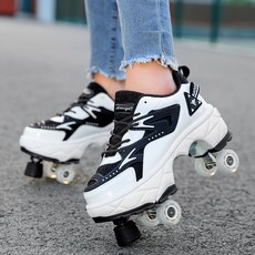 힐리스 운동화 바퀴달린 남성 롤러 슈즈 전동 성인 HEELYS 신발 문워커스 히든, 42 (260mm), 바퀴4개 블랙 화이트 브레이크